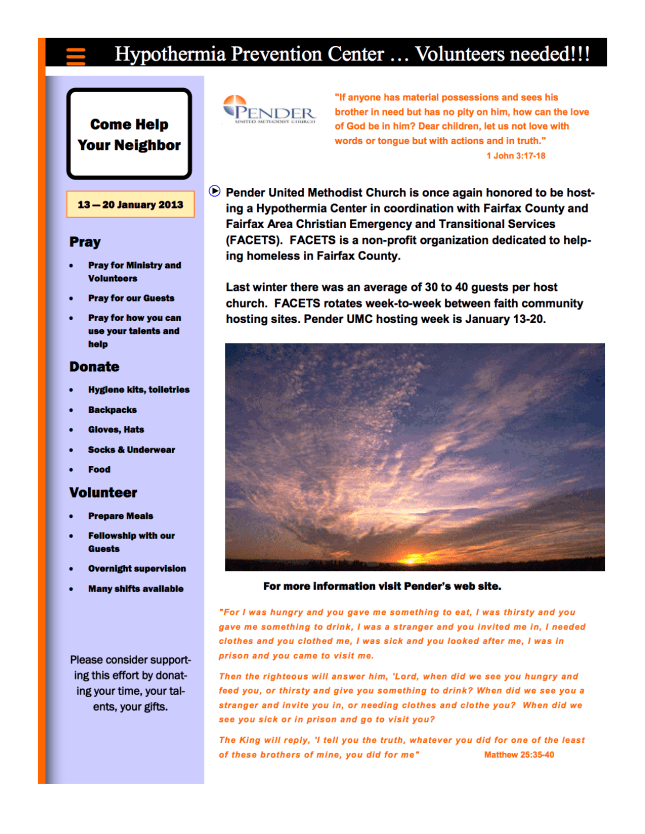 Hypothermia Prevention Center